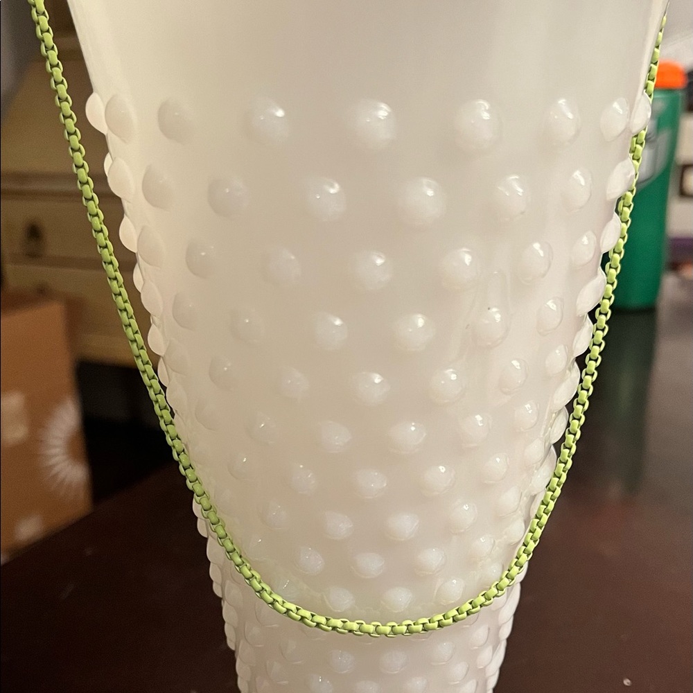 Love Poppy lime green enamel necklace